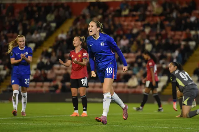 Wieke Kaptein of Chelsea celebrates after scoring her team's first goal
