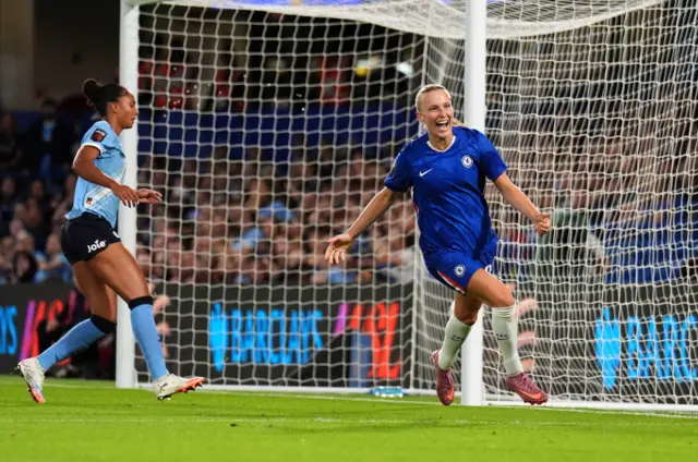Chelsea's Aggie Beever-Jones celebrates scoring their side's first goal of the game during the Barclays Women's Super League match at Stamford Bridge, London. Picture date: Friday September 5, 2025