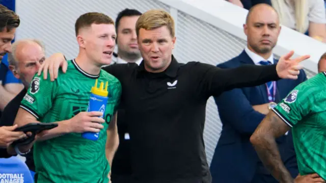 Elliot Anderson and Eddie Howe at Newcastle