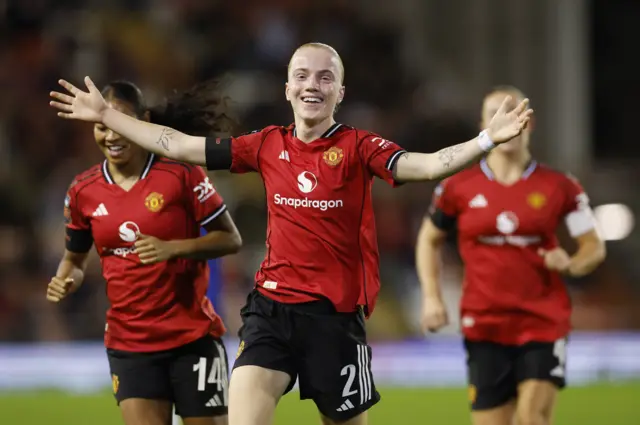 Manchester United's Anna Sandberg celebrates