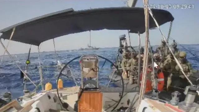 Screengrab from livestream of Marinette being boarded by Israeli forces