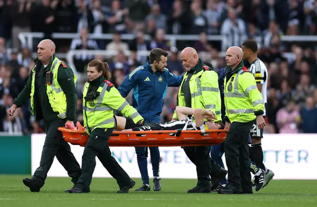 Tino Livramento is stretchered off