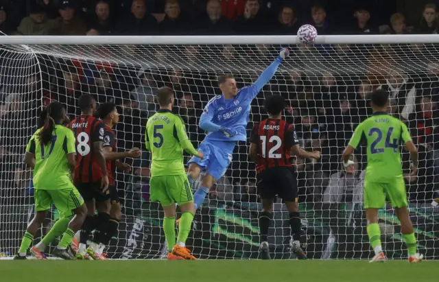 Leno saves from close range