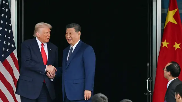 Trump and Xi shook hands as they leave the meeting