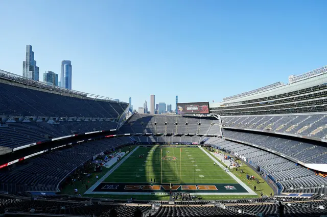 A view of Soldier Field ahead of a NFL game