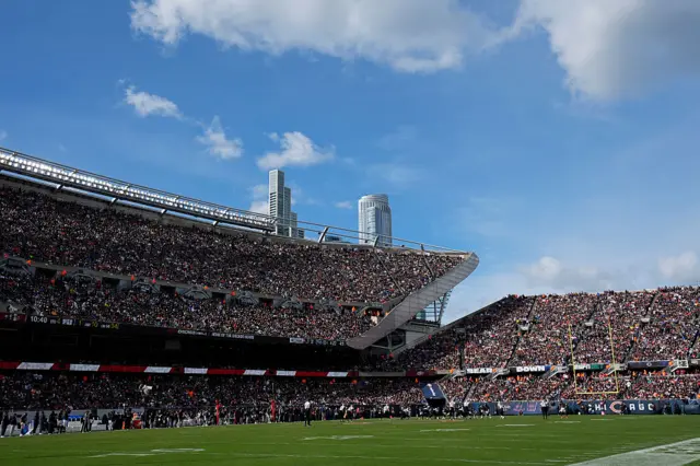A view of a NFL game at Soldier Field