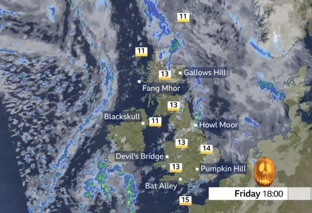 Weather forecast for Halloween night