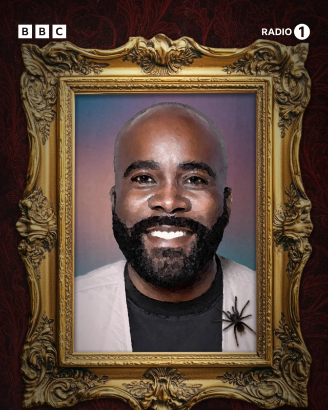 Portrait of Melvin in a gold, Traitors-style photo frame