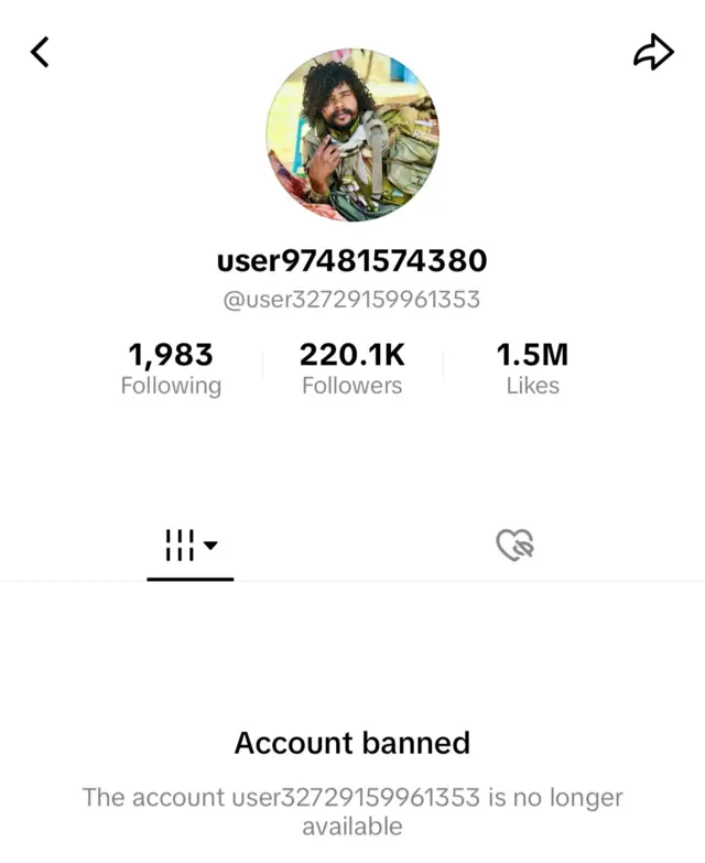 A screengrab of the account associated with Abu Lulu which has been banned.