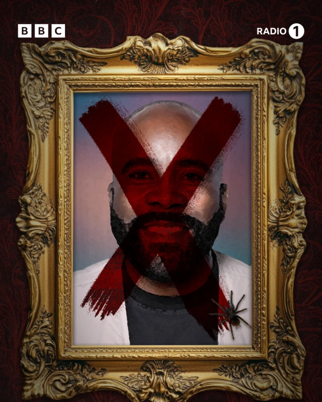 Portrait of Melvin in a gold, Traitors-style photo frame