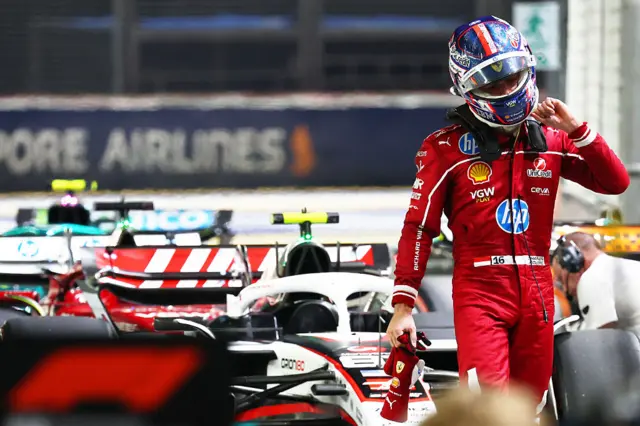 Charles Leclerc walks away from his Ferrari after qualifying