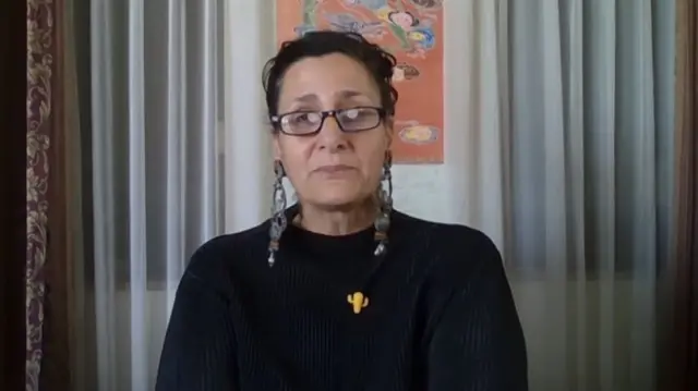 Efrat Machikawa speaking to BBC News through a webcam