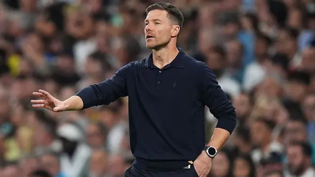 Xabi Alonso, Head Coach of Real Madrid, reacts