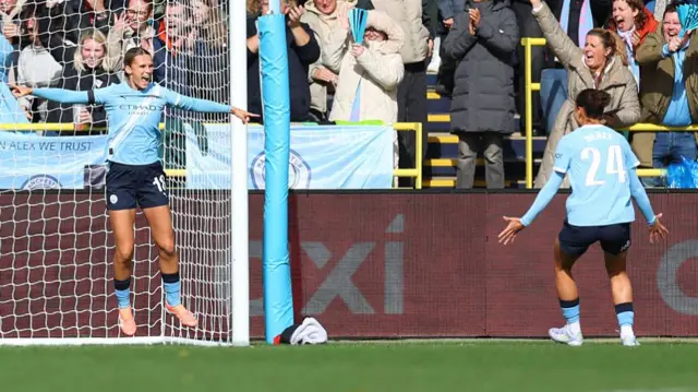 Kerstin Casparij of Manchester City celebrates scoring