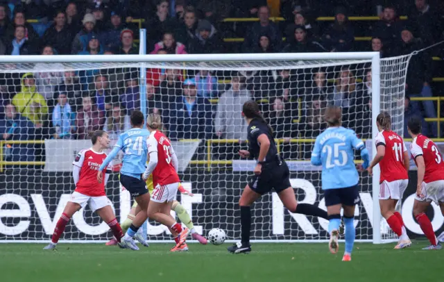Manchester City's Iman Beney scores their third goal