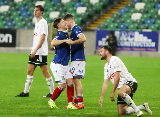 Linfield celebrating scoring