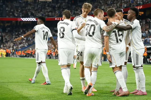 Vinicius Junior celebrates scoring the opening goal