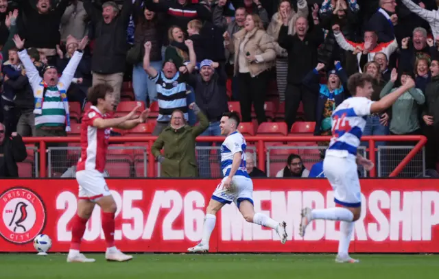 Queens Park Rangers' Paul Smyth (centre) celebrates scoring