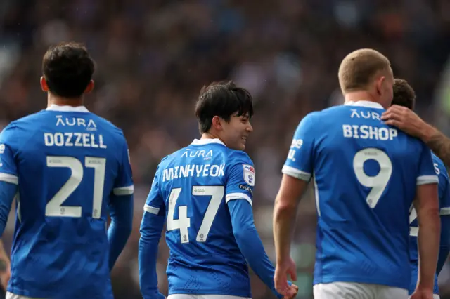 Portsmouth's Yang Min-Hyeok celebrates