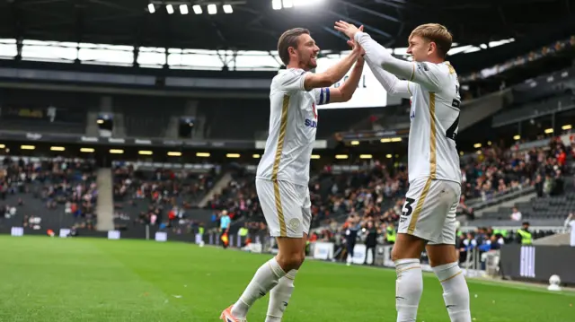 MK Dons celebrate a goal