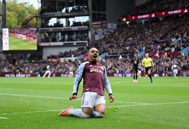 Donyell Malen of Aston Villa celebrates