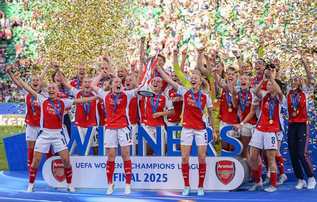 Arsenal lift Women's Champions League trophy