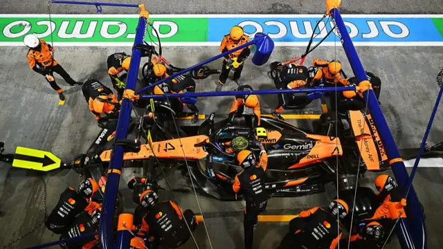 Norris in pits