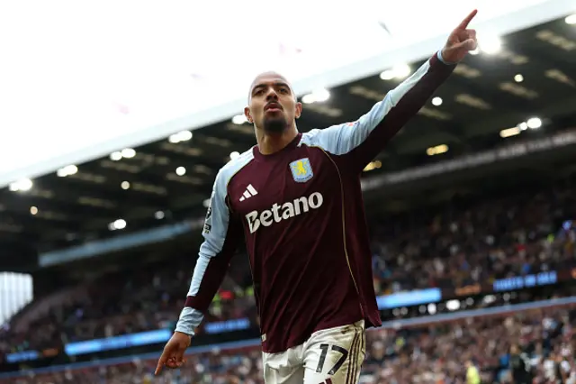 Donyell Malen of Aston Villa celebrates