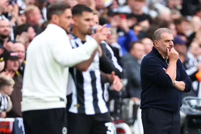 Ange Postecoglou the head coach / manager of Nottingham Forest reacts