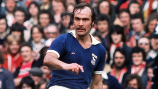 Mick Mills in action for Ipswich in 1976