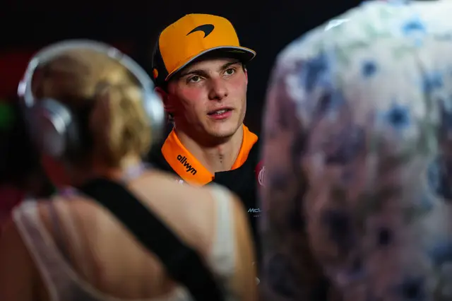 Oscar Piastri chats to the media in Singapore