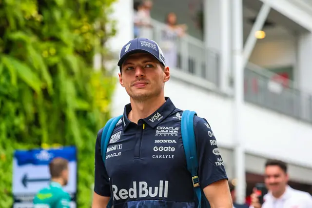 max Verstappen arrives in the paddock in Singapore