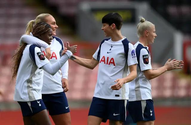 Cathinka Tandberg of Tottenham Hotspur celebrates scoring her team's first goal