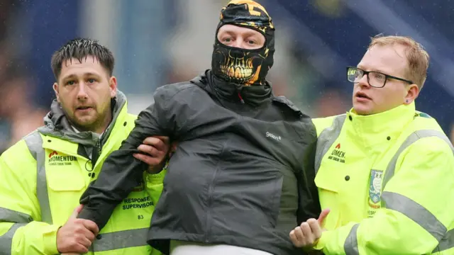Wednesday fans protested on the pitch during the 5-0 defeat to Coventry