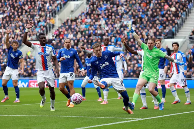James Garner of Everton clears the ball
