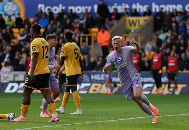 Jan Paul van Hecke of Brighton & Hove Albion celebrates
