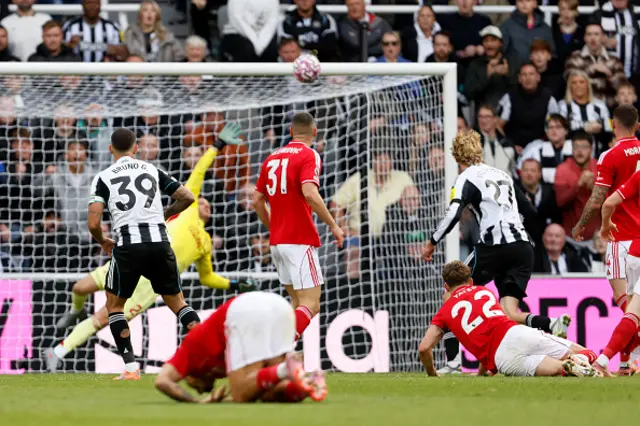 Bruno Guimaraes of Newcastle United scores