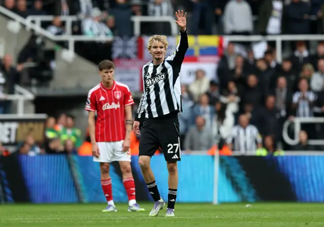 Nick Woltemade of Newcastle United celebrates