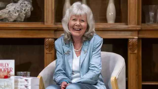 Jilly Cooper, pictured in Chatsworth in Derbyshire last month