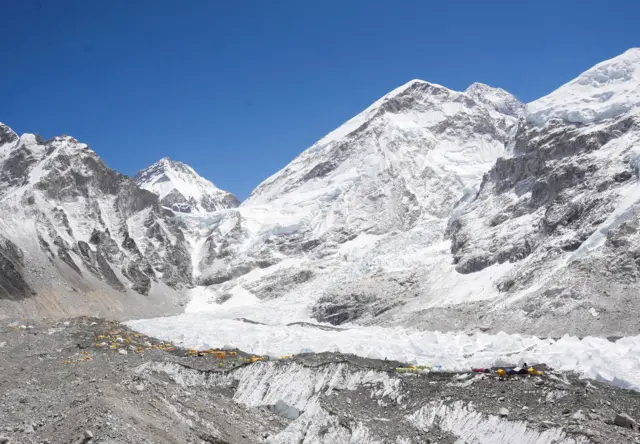 FILE PHOTO: A general view of base camp overlooking Mount Everest, the world's highest peak and other peaks of the Himalayan range in Solukhumbu district