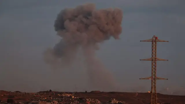 Smoke plumes over Gaza