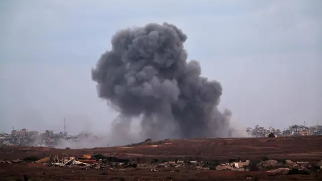 Smoke plumes over Gaza
