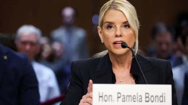 .S. Attorney General Pam Bondi testifies before a Senate Judiciary Committee oversight hearing on Capitol Hill in Washington
