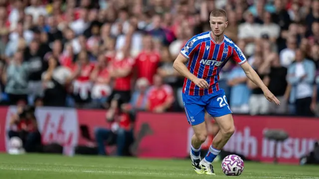 : Adam Wharton of Crystal Palace controls the ball