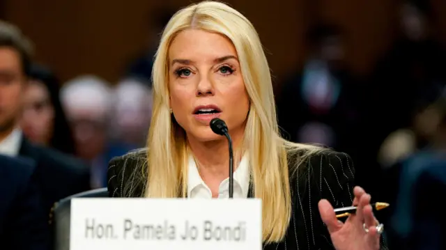 FILE PHOTO: Pam Bondi, U.S. President-elect Donald Trump's nominee to be attorney general, testifies at a Senate Judiciary Committee confirmation hearing on Capitol Hill in Washington