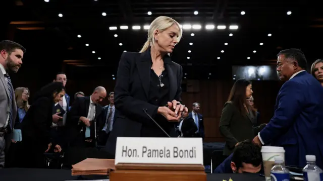 U.S. Attorney General Pam Bondi departs after testifying before a Senate Judiciary Committee oversight hearing on Capitol Hill in Washington, D.C., U.S., October 7, 2025.