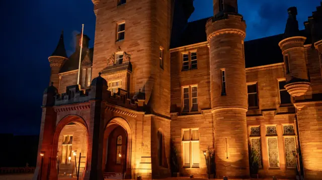 Traitors castle lit up