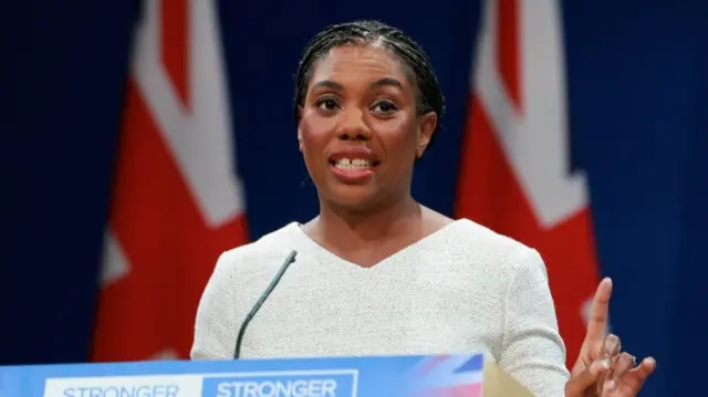 Britain's Conservative Party Leader Kemi Badenoch delivers her keynote speech on the final day of the Conservative Party conference, in Manchester, Britain, October 8, 2025