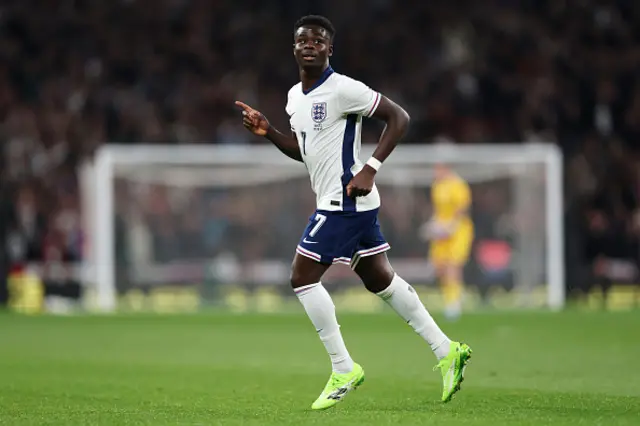 Bukayo Saka of England celebrates