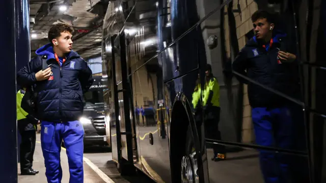 Konstantinos Karetsas arrives at Hampden